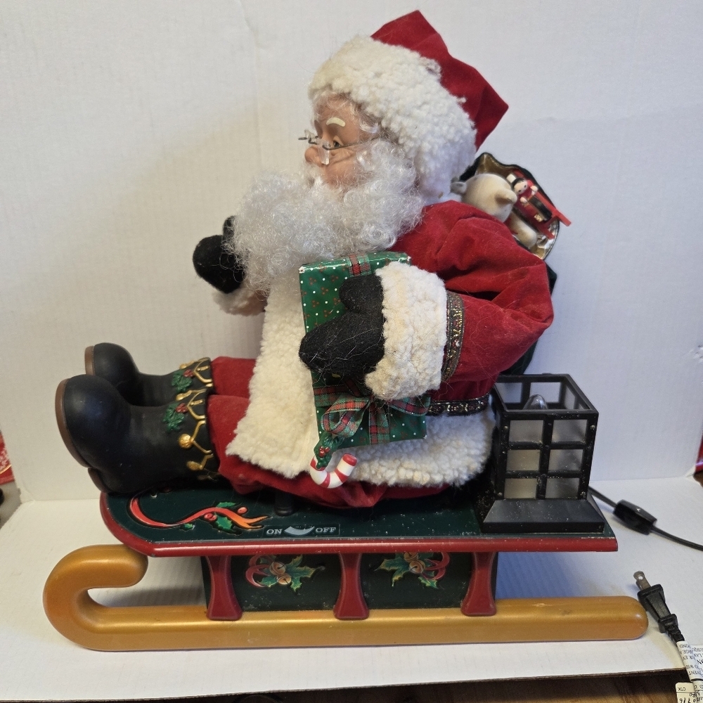Vintage 1993 Musical Animated Santa on Sled